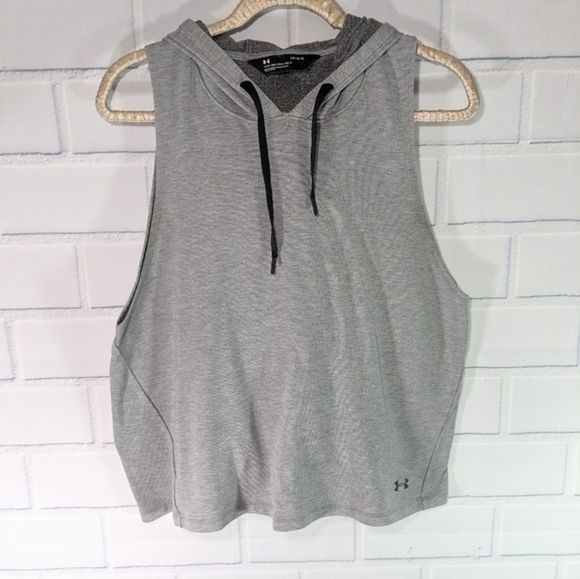 Under Armor Gray Terry Loose Fit Sleeveless Hoodie - Picture 1 of 3